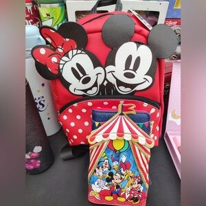 Disney Red, White & Black Minnie and Mickey Polka Dot Mini Backpack